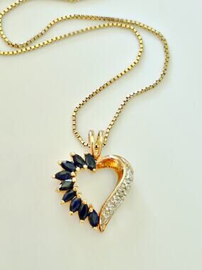 Vintage Ross Simon Sapphire Heart Sterling Silver Necklace